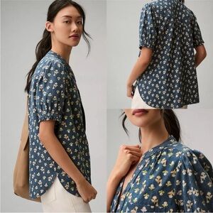 Pilcro Aly Puff-Sleeve Blouse Embroidered Anthropologie
